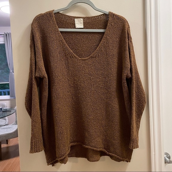 Oak + Fort (Loft 82) Oversized Wool Knit Sweater in Golden Brown - Picture 4 of 15